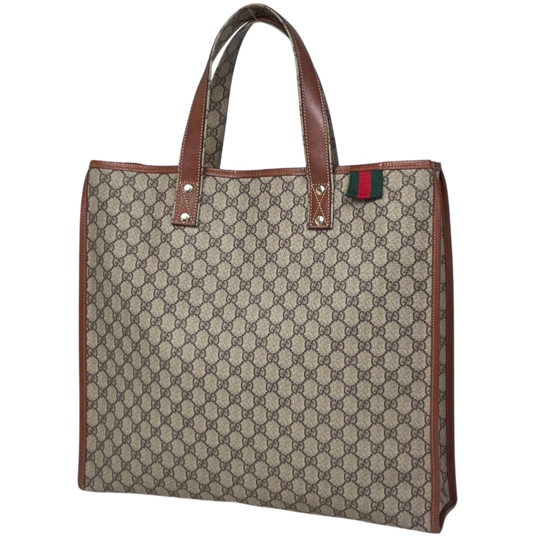 Gucci GG Print Tote Bag, Sherry Line Web Supreme, Beige/Brown, 211124, Women's: --- Catalog ---Category: SizeSize (HxWxD): 40cm x 44cm x 12cm / 15.74'' x 17.32'' x 4.72''Category: DesignType: Handbag, Tote bagColor: Beige, BrownGender: WomenMaterial: GG Supreme , Leather Category
