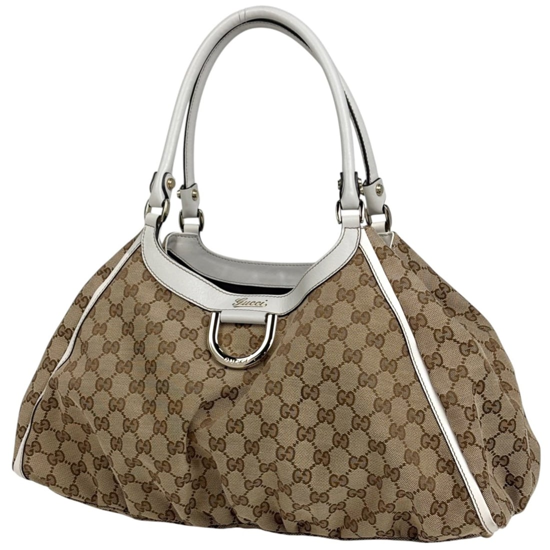 Gucci GG Pattern Abbey Tote Bag Shoulder Canvas Beige White 189835 Women's: --- Catalog ---Category: SizeSize (HxWxD): 26cm x 43cm x 15cm / 10.23'' x 16.92'' x 5.9''Category: DesignType: Shoulder bag, Tote bagColor: Beige, WhiteGender: WomenMaterial: GG canvas , Leather Categ