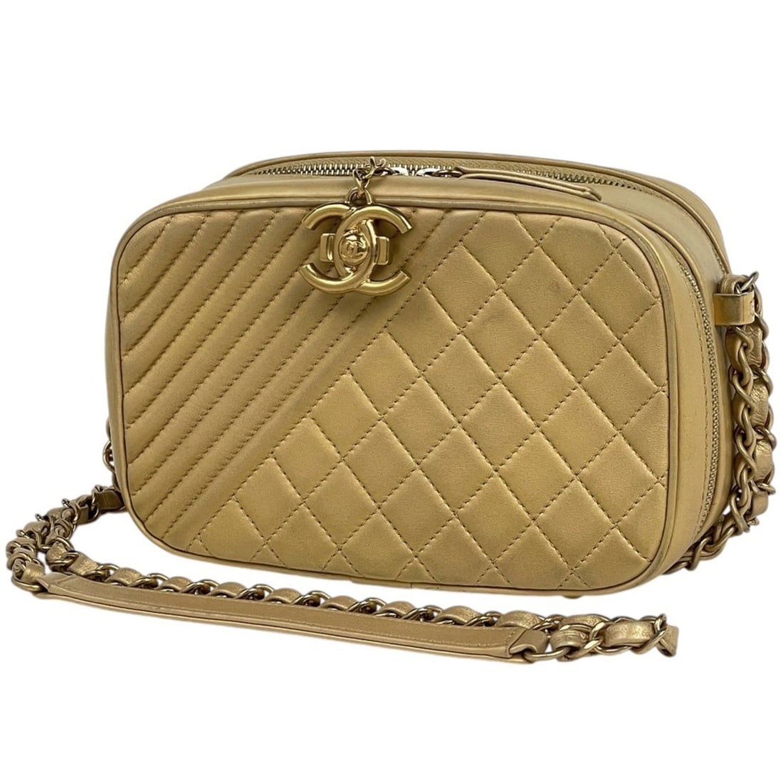 CHANEL Coco Boy Chain Shoulder Bag, Matelasse Camera Leather, Gold, A92655, Women's: --- Catalog ---Category: SizeSize (HxWxD): 12cm x 18.5cm x 8.5cm / 4.72'' x 7.28'' x 3.34''Category: DesignType: Shoulder bagColor: GoldGender: WomenMaterial: Leather Category: GeneralBrand: Chanel---