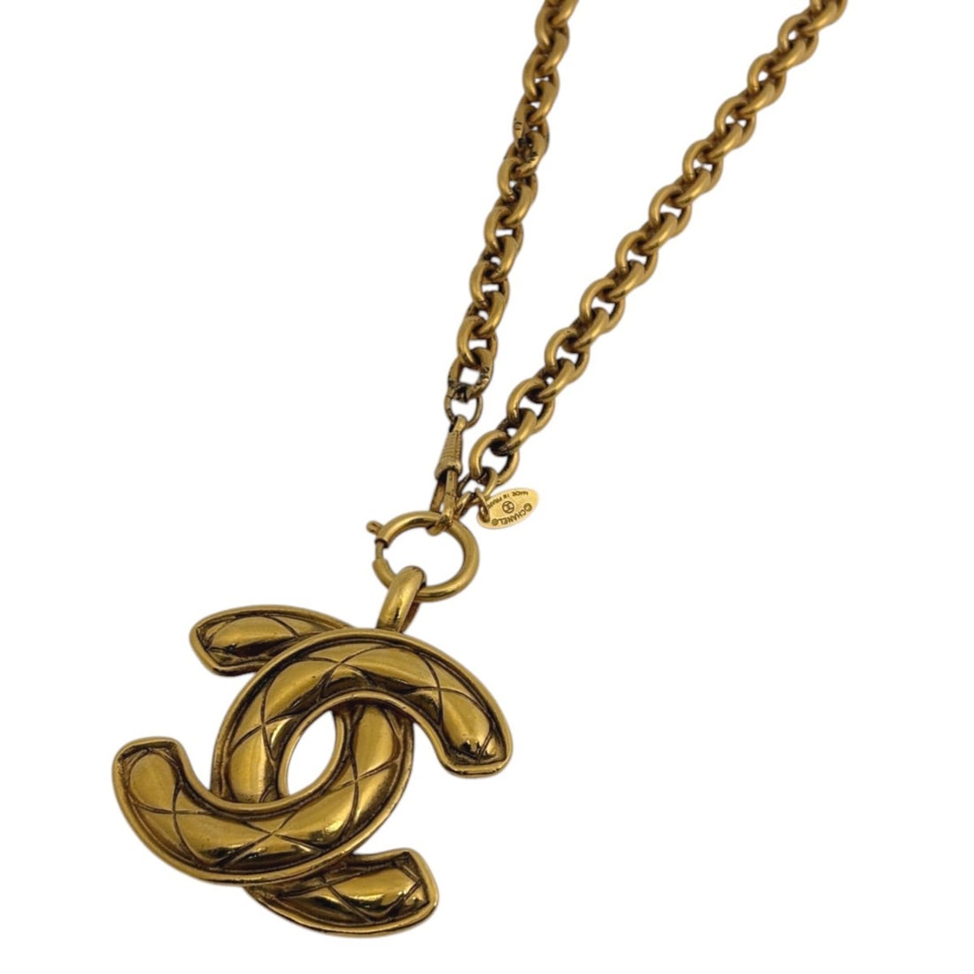 CHANEL Coco Mark Chain Necklace, Matelasse GP Gold, Women's: --- Catalog ---Category: SizePendant Size: 55mm x 60mm / 2.16'' x 2.36''Neck Circumference: 98 cm / 38.58''Category: DesignColor: GoldGender: WomenMaterial: Gold platingNecklace Type: NecklaceCategory