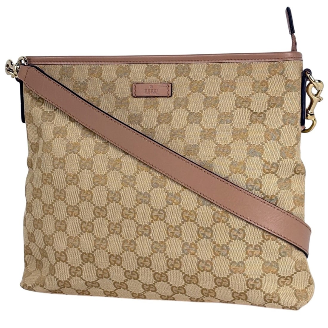 Gucci GG canvas shoulder bag, beige and pink, 388924, women's.: --- Catalog ---Category: SizeSize (HxWxD): 25cm x 28cm x 5cm / 9.84'' x 11.02'' x 1.96''Category: DesignType: Shoulder bagColor: Beige pinkGender: WomenMaterial: GG canvas , Leather Category: GeneralM