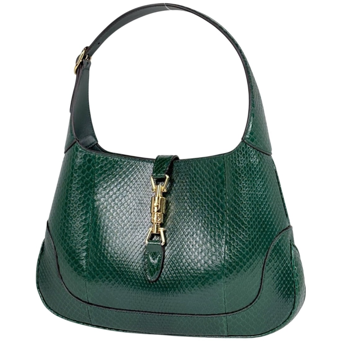 Gucci Jackie Medium Shoulder Bag Hobo in Python Green (550152) for Women: --- Catalog ---Category: SizeSize (HxWxD): 21cm x 31cm x 3cm / 8.26'' x 12.2'' x 1.18''Category: DesignType: Shoulder bagColor: GreenGender: WomenCategory: GeneralMPN: 550152Brand: Gucci--- Item List