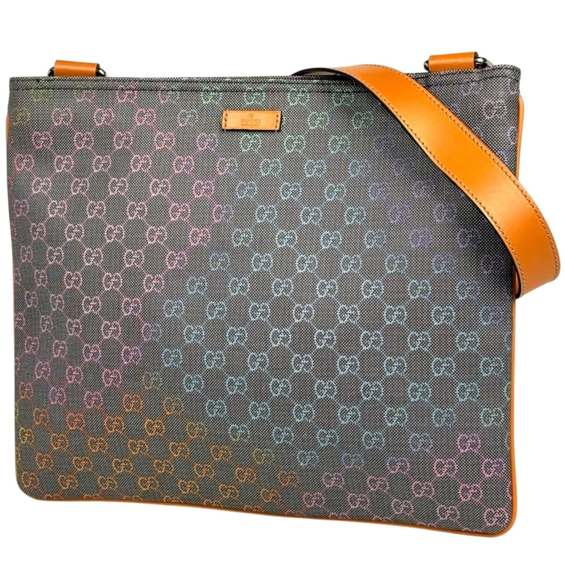 Gucci GG-patterned shoulder bag with logo, crossbody, coated canvas, yellow and multicolor, 201446,: --- Catalog ---Category: SizeSize (HxWxD): 30cm x 35cm x 2cm / 11.81'' x 13.77'' x 0.78''Category: DesignType: Shoulder bagColor: Multi-colorGender: WomenMaterial: Coated canvas , Leather Category: Ge