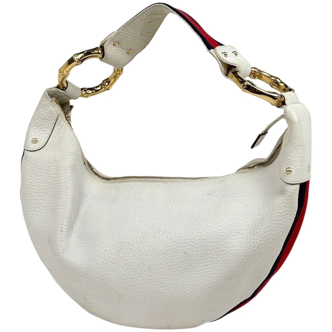 Gucci Sherry Line Logo Shoulder Bag with Web and Bamboo Motif, One-Shoulder Leather, White, 131036,: --- Catalog ---Category: SizeSize (HxWxD): 20cm x 41cm x 5.5cm / 7.87'' x 16.14'' x 2.16''Category: DesignType: Shoulder bagColor: WhiteGender: WomenMaterial: Leather Category: GeneralMPN: 131036Brand