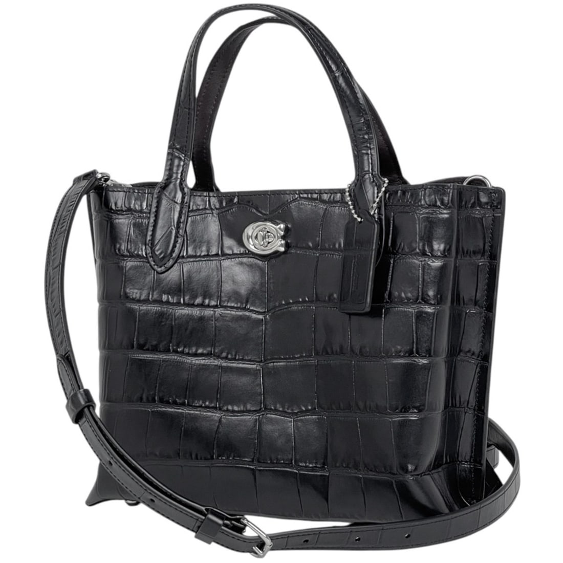 Coach Willow Tote 24 2-Way Shoulder Bag/Handbag/Tote Bag in Black Leather (C8632) for Women: --- Catalog ---Category: SizeSize (HxWxD): 20cm x 24cm x 10.5cm / 7.87'' x 9.44'' x 4.13''Category: DesignType: Handbag, Shoulder bag, Tote bagColor: BlackGender: WomenMaterial: Leather Category: Gene