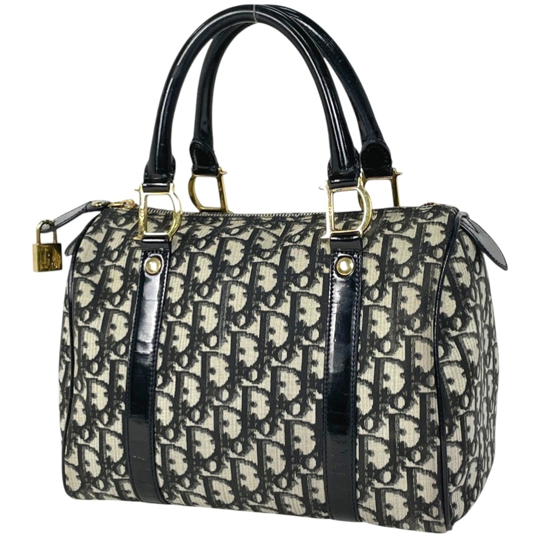 Christian Dior Trotter Print Handbag, Logo, Mini Boston Bag, Coated Canvas, Black and White, Women's (1 of 20)