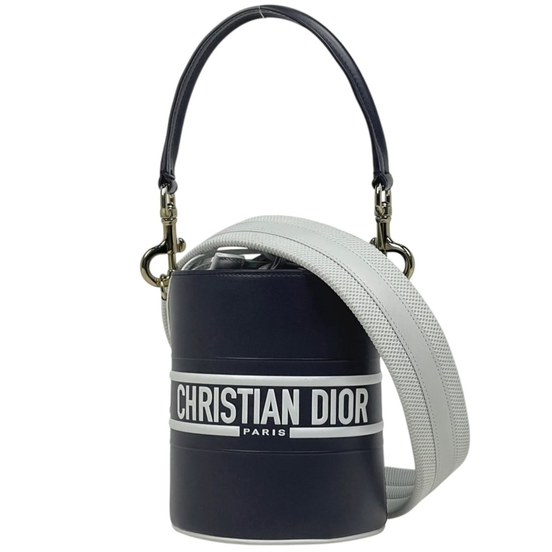 Christian Dior Vibe Micro Bucket 2-Way Shoulder/Handbag Leather Navy/White Women's (1 of 14)
