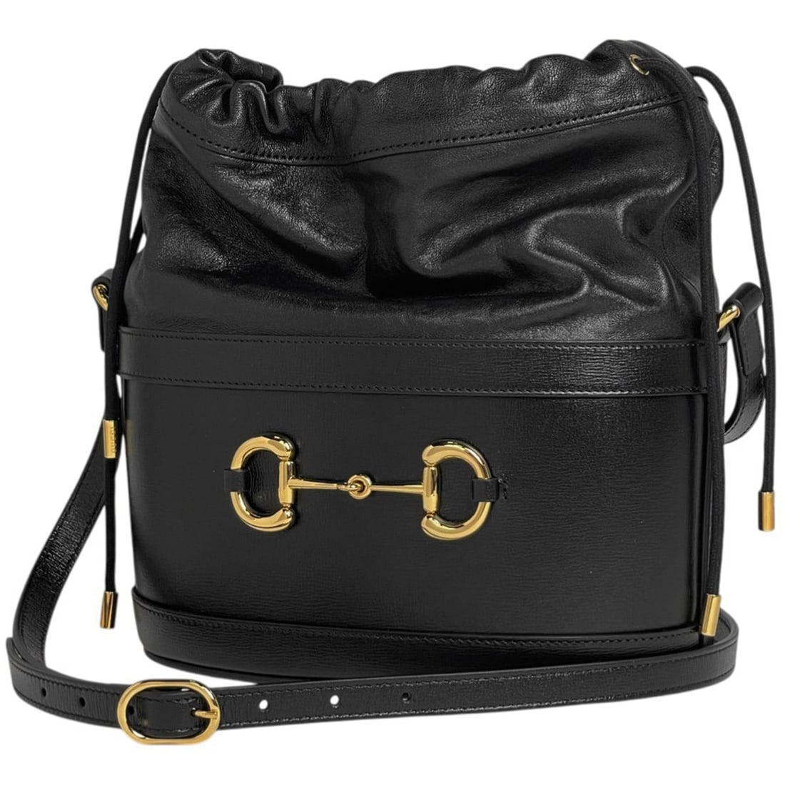 Gucci Horsebit 1955 Drawstring Shoulder Bag in Black Leather (602118) for Women: --- Catalog ---Category: SizeSize (HxWxD): 26cm x 22cm x 12cm / 10.23'' x 8.66'' x 4.72''Category: DesignType: Shoulder bagColor: BlackGender: WomenMaterial: Leather Category: GeneralMPN: 602118Brand: