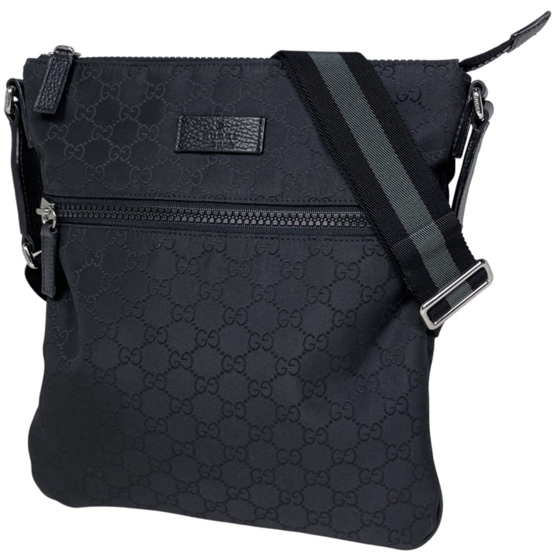 Gucci GG Pattern Shoulder Bag, Crossbody Nylon, Black, 449184, Women's (1 of 11)