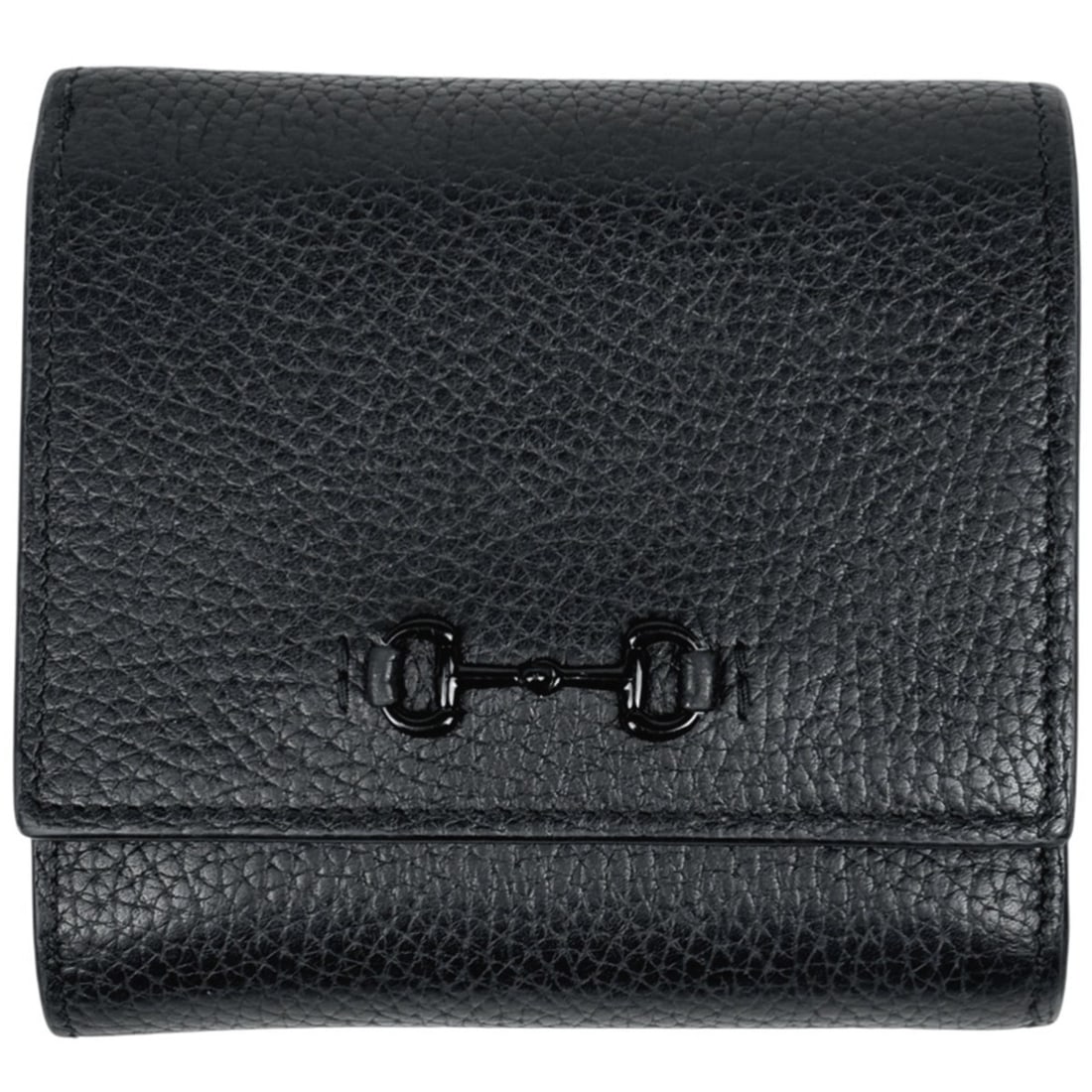 Gucci Horsebit Bifold Wallet with Bill Compartment and Coin Purse, Black Leather, 745981, Women's (1 of 16)