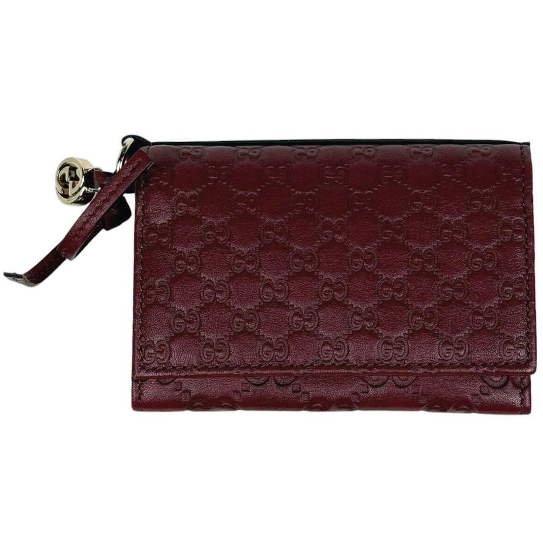 Gucci Micro Guccissima Bifold Business Card Case with GG Pattern, Shimmer Leather, Red, 323401, (1 of 13)