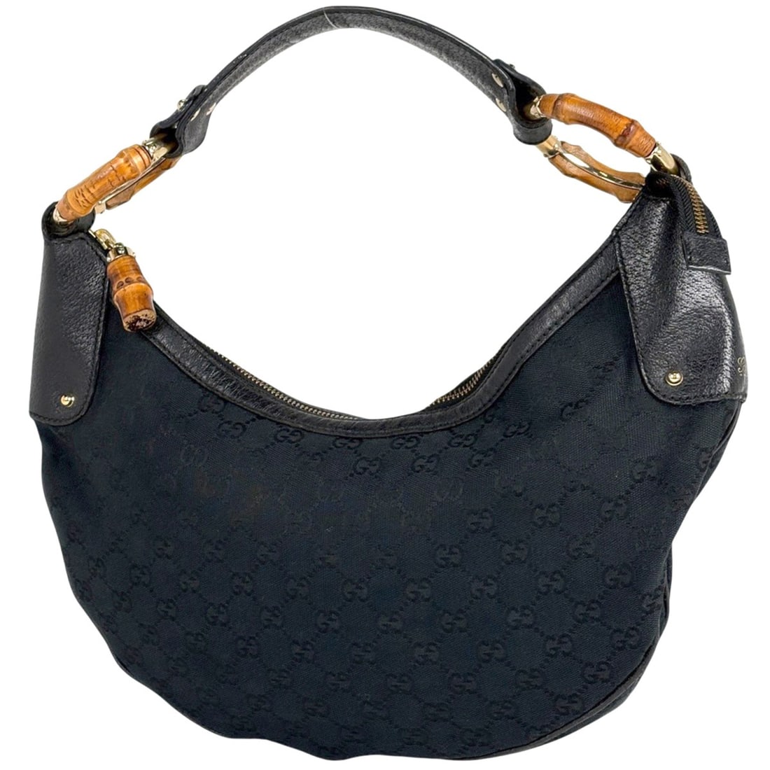 Gucci Bamboo Shoulder Bag, Handbag, One-Shoulder GG Canvas, Black, 137577, Women's: --- Catalog ---Category: SizeSize (HxWxD): 21cm x 38cm x 6cm / 8.26'' x 14.96'' x 2.36''Category: DesignType: Handbag, Shoulder bagColor: BlackGender: WomenMaterial: GG canvas , Leather Category: Gene