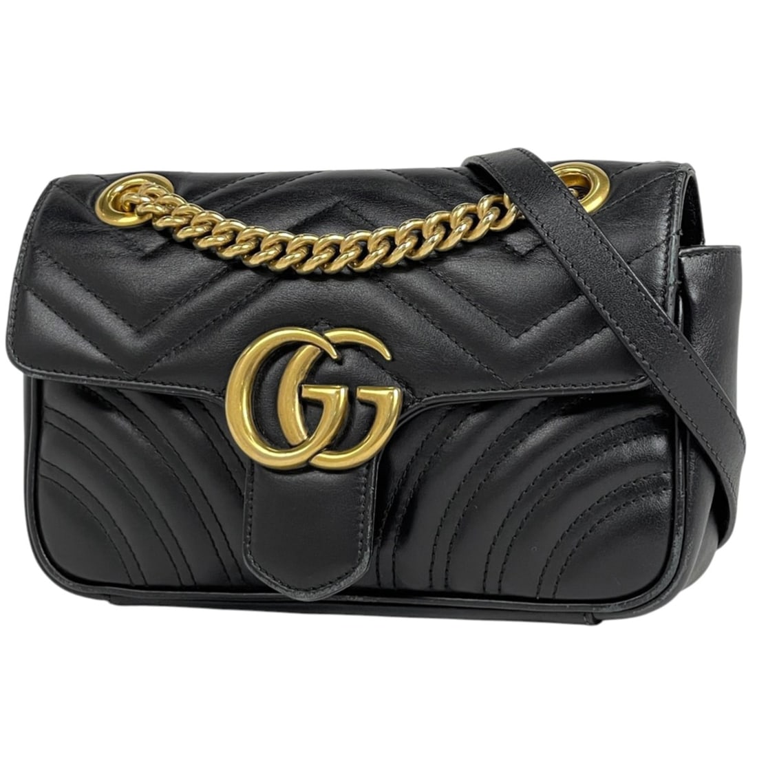 Gucci GG Marmont Chain Shoulder Bag, Mini Heart Double G Leather Black, 446744, Women's: --- Catalog ---Category: SizeSize (HxWxD): 13.5cm x 20cm x 5cm / 5.31'' x 7.87'' x 1.96''Category: DesignType: Shoulder bagColor: BlackGender: WomenMaterial: Leather Category: GeneralMPN: 446744Brand: