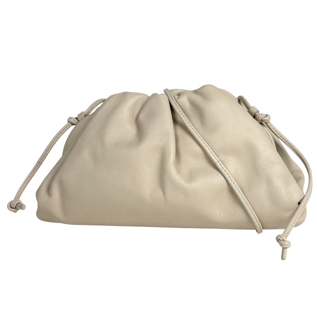 Bottega Veneta Mini The Pouch Shoulder Bag, Clasp Closure, Leather, Ivory, Women's: --- Catalog ---Category: SizeSize (HxWxD): 11cm x 22cm x 7cm / 4.33'' x 8.66'' x 2.75''Category: DesignType: Pouch, Shoulder bagColor: IvoryGender: WomenMaterial: Leather Category: GeneralBrand: Botte