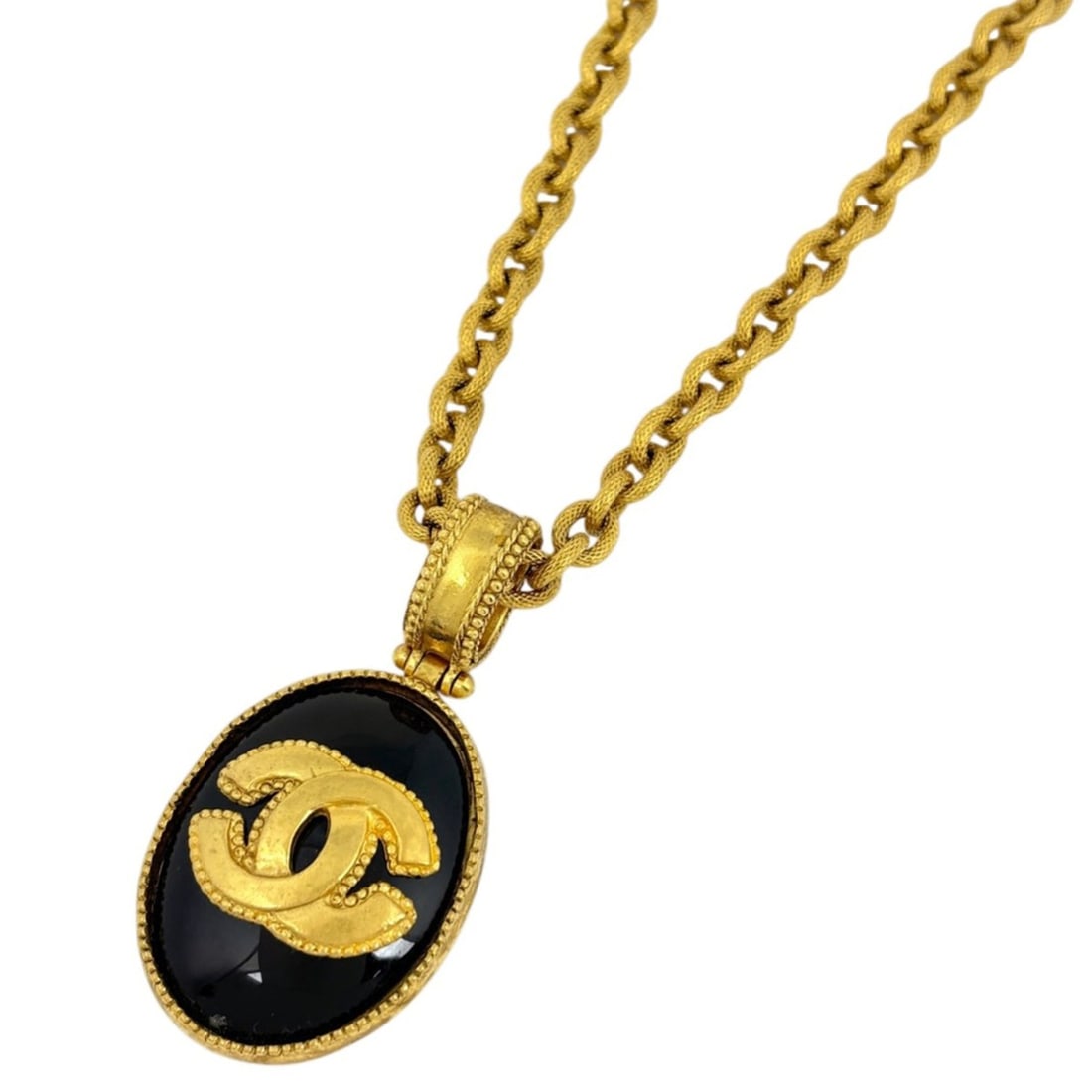 CHANEL Coco Mark Chain Necklace, Long, Color Stone GP Gold, Black, Women's: --- Catalog ---Category: SizePendant Size: 65mm x 30mm / 2.55'' x 1.18''Neck Circumference: 81 cm / 31.88''Category: DesignColor: Black, GoldStone: Color stoneGender: WomenNecklace Type: NecklaceCateg