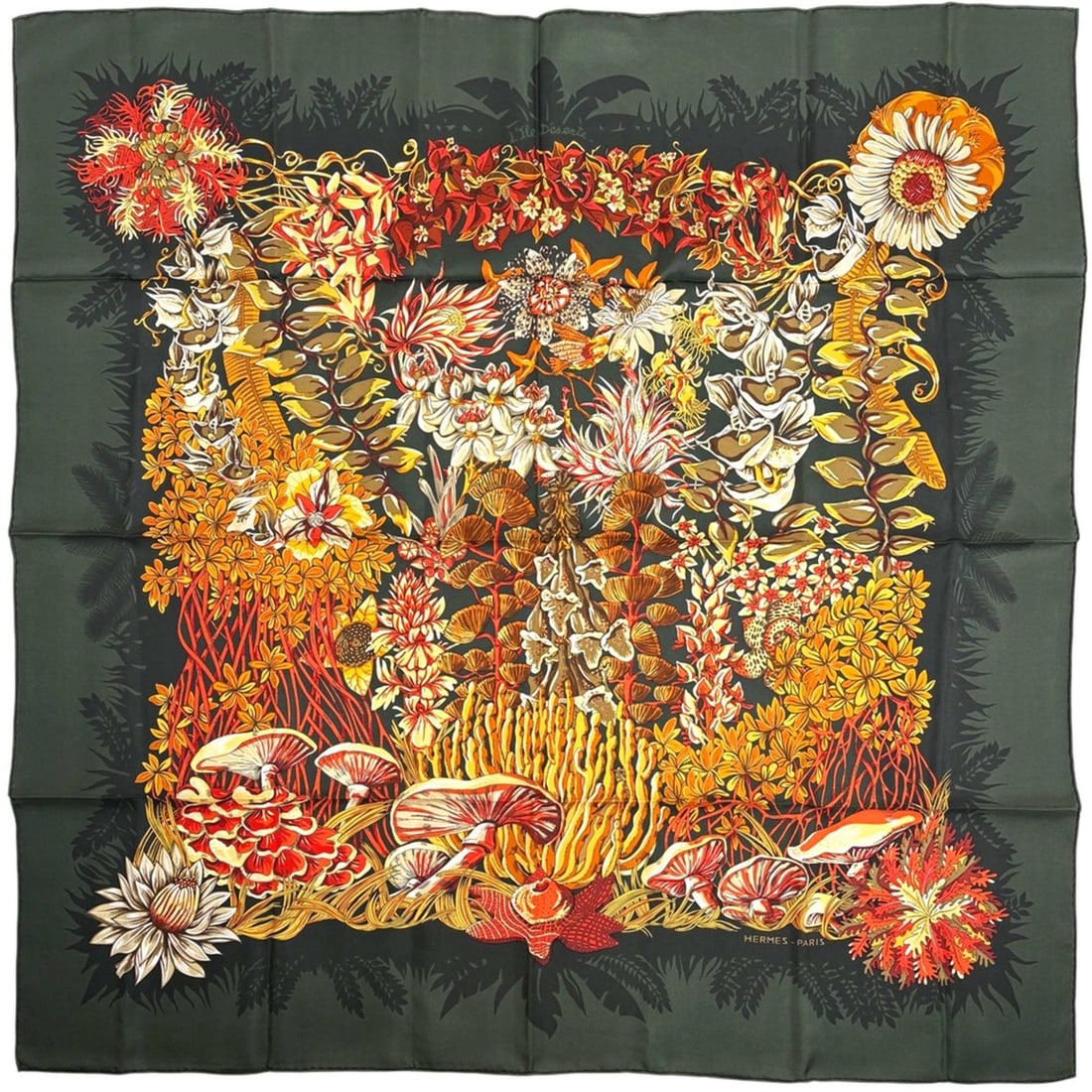 Hermès HERMES Carré 90 "L'ILE DESERTE" Desert Island Scarf, Silk, Green, Multicolor, Women's: --- Catalog ---Category: SizeSize (LxW): 88cm x 88cm / 34.64'' x 34.64''Category: DesignType: ScarfColor: Green, Multi-colorGender: WomenMaterial: Silk 100%Category: GeneralBrand: Hermes--- Item List