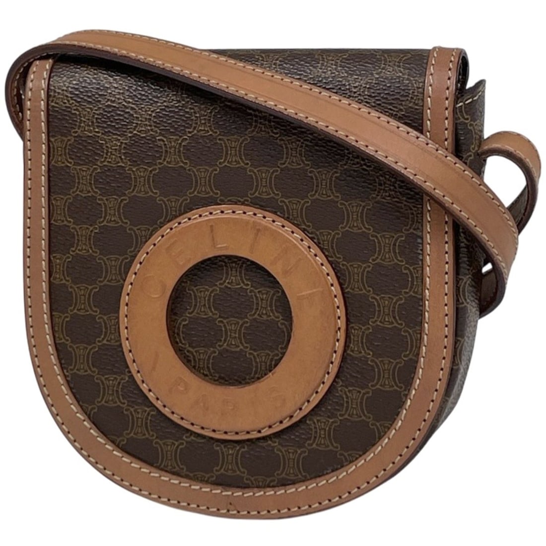 Celine Macadam Shoulder Bag with Logo and Pochette, Brown Coated Canvas, Women's: --- Catalog ---Category: SizeSize (HxWxD): 14cm x 14cm x 3.5cm / 5.51'' x 5.51'' x 1.37''Category: DesignType: Pochette, Shoulder bagColor: BrownGender: WomenMaterial: Coated canvas , Leather Category