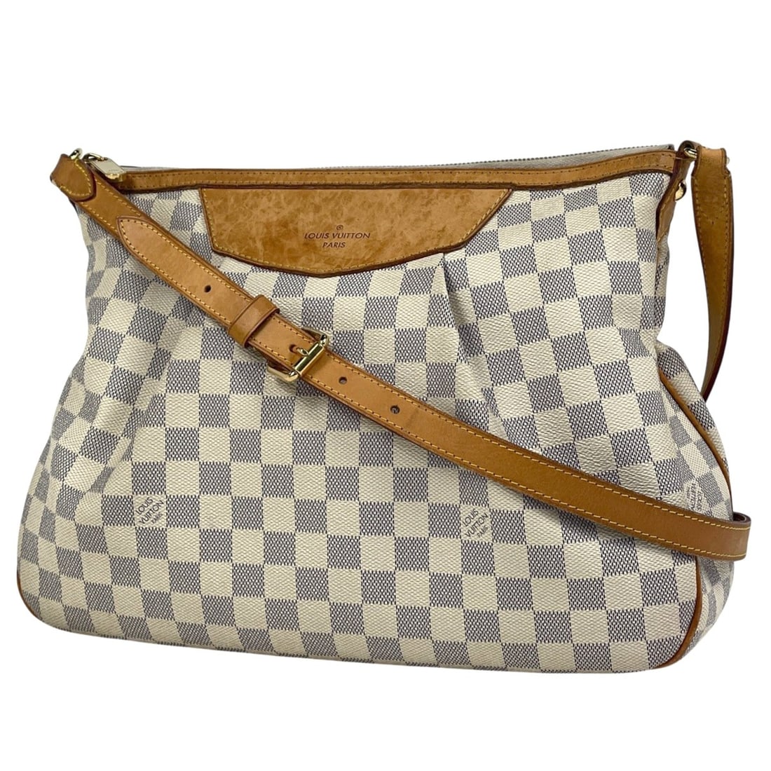 Louis Vuitton Siracusa MM Crossbody Shoulder Bag in Damier Azur White N41112 for Women: --- Catalog ---Category: SizeSize (HxWxD): 27cm x 36cm x 11cm / 10.62'' x 14.17'' x 4.33''Category: DesignType: Shoulder bagColor: WhiteGender: WomenMaterial: Damier Azur Category: GeneralMPN: N41112B
