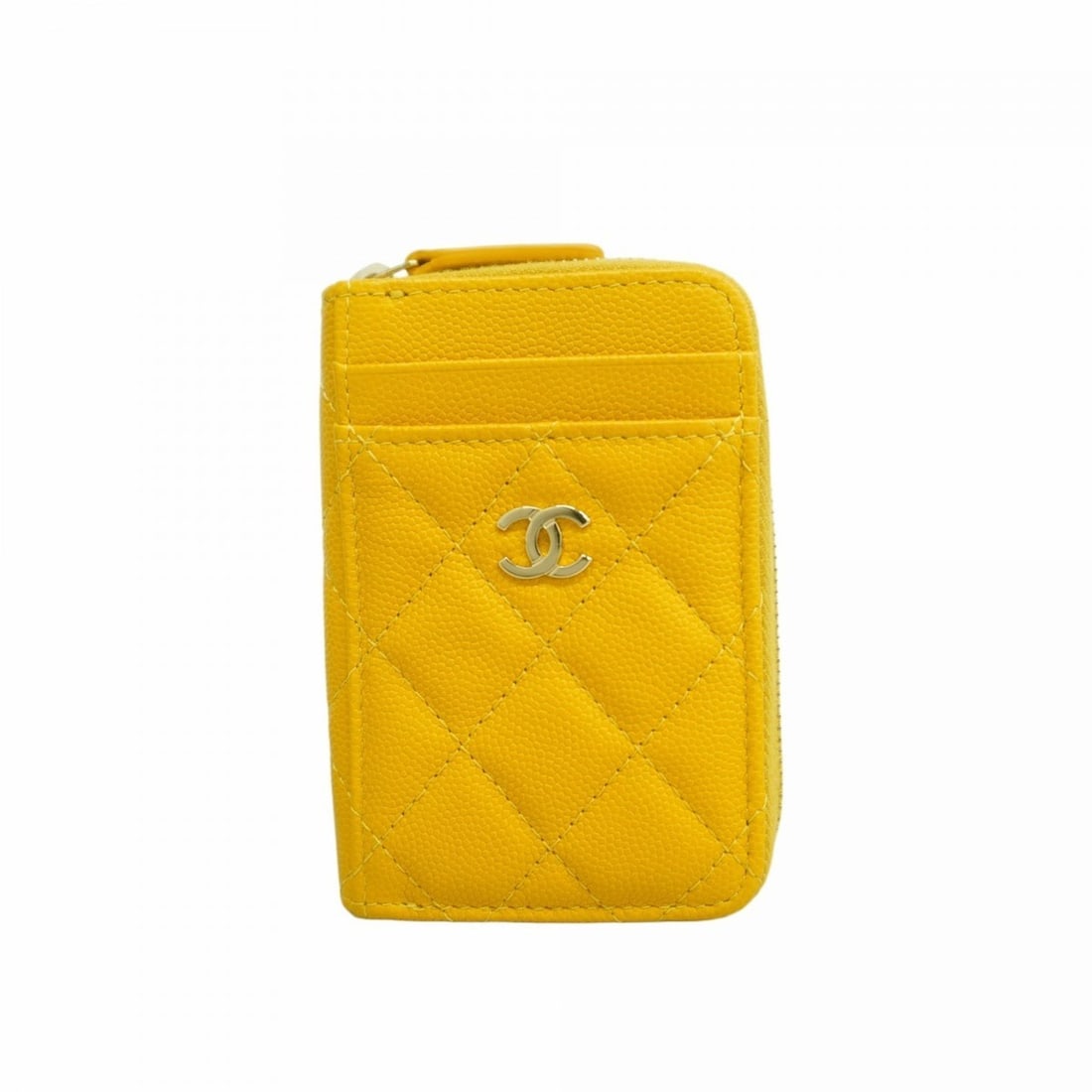 Chanel Wallet/Coin Case Matelasse Caviar Leather Yellow Champagne Women's: --- Catalog ---Category: SizeSize (HxWxD): 11cm x 7.5cm x 2cm / 4.33'' x 2.95'' x 0.78''Category: DesignType: Coin purse/coin caseColor: YellowGender: WomenMaterial: Grained Calfskin Category: General
