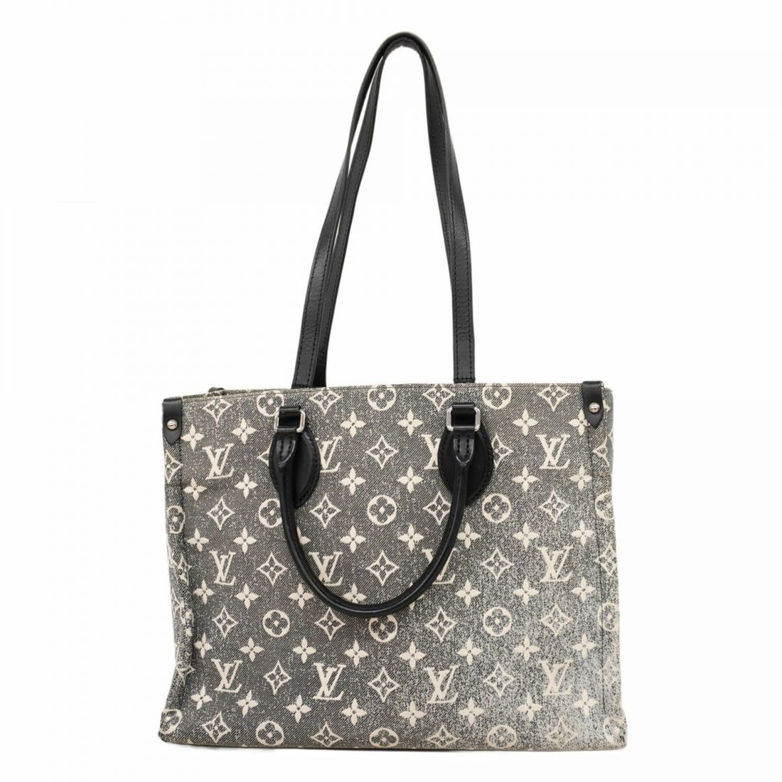 Louis Vuitton On the Go MM Monogram Jacquard Denim Tote Bag, M46448, Gray/Black, Women's, 2-Way: --- Catalog ---Category: SizeSize (HxWxD): 25cm x 33cm x 15cm / 9.84'' x 12.99'' x 5.9''Category: DesignType: Tote bagColor: Black, GrayGender: WomenCategory: GeneralMPN: M46448Brand: Louis Vuitton---