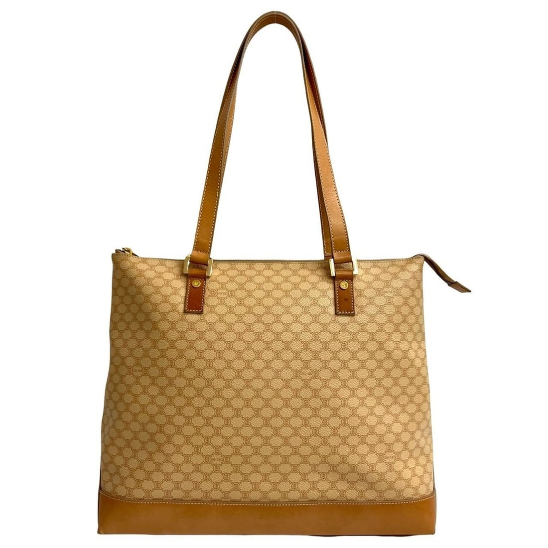 CELINE Macadam Blason Leather Tote Bag, Handbag, Semi-Shoulder Beige 50198 (1 of 19)