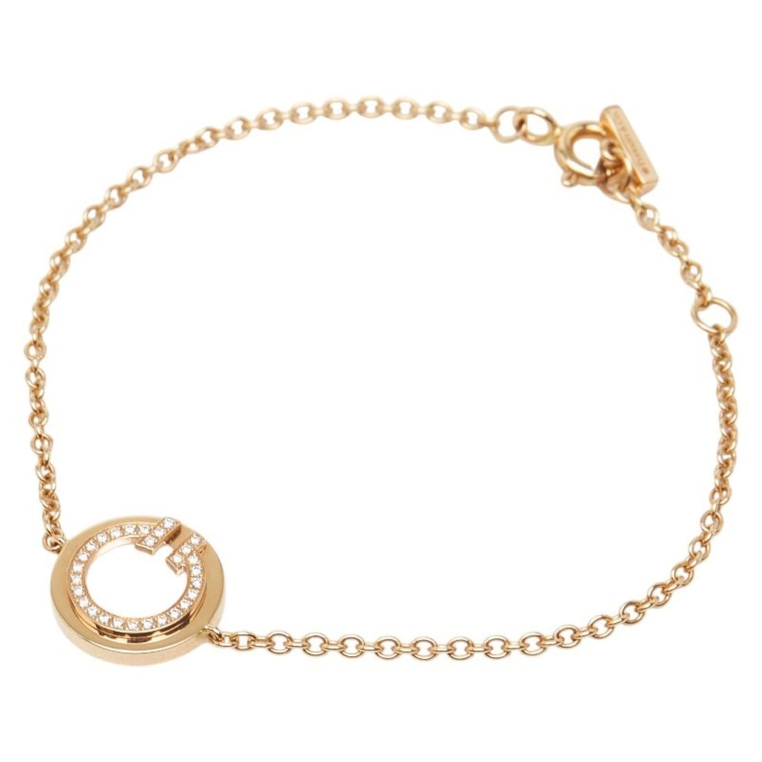 Tiffany & Co. T-Toe Circle Bracelet in 18K Yellow Gold with Diamonds and Mother-of-Pearl. Women's.: --- Catalog ---Category: SizeLength: 14cm / 5.51''Weight: 2.5g / 0.08oz.Category: DesignType: Charm braceletColor: YellowMetal: GoldStone: Diamond, Mother of pearlGender: WomenMetal Purity: 18KCategor
