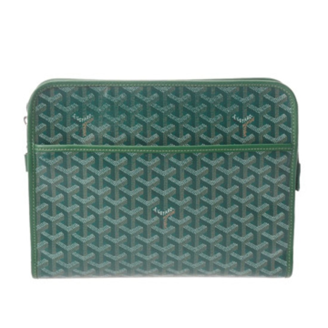 GOYARD Goyard Jubans GM Green Men's/Women's Chevroche Calfskin Goyardine Canvas Pouch B Rank Used: --- Catalog ---Category: SizeSize (HxWxD): 22.5cm x 29cm x 7cm / 8.85'' x 11.41'' x 2.75''Category: DesignType: PouchColor: GreenGender: Men,WomenMaterial: Leather , Canvas Hardware Color: SilverLeath