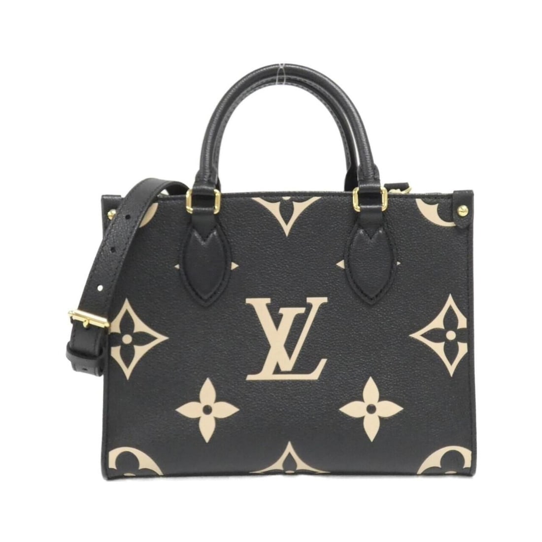 Louis Vuitton Bicolor Monogram Empreinte OnTheGo PM M45659 Handbag: --- Catalog ---Category: SizeSize (HxWxD): 19cm x 25cm x 11cm / 7.48'' x 9.84'' x 4.33''Category: DesignType: HandbagColor: Beige, BlackGender: WomenMaterial: Leather Leather/Fur Type: Calf