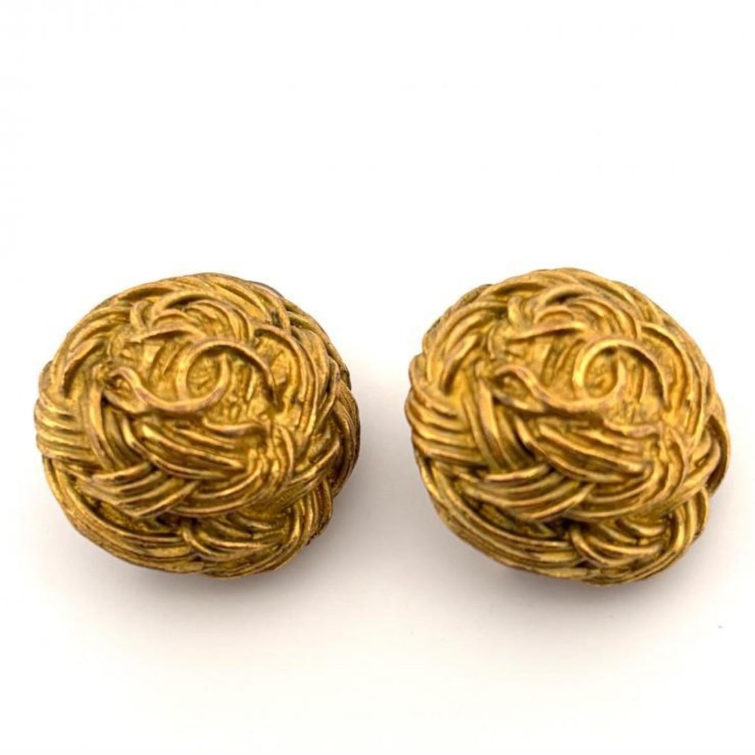 CHANEL Vintage Coco Mark Earrings 95P Gold Plated (1 of 9)