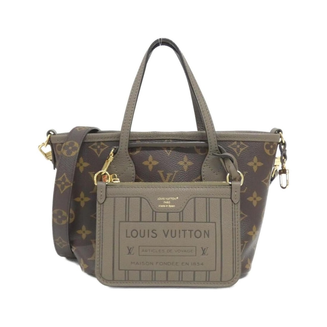 Louis Vuitton Monogram Neverfull Inside Out BB M12109 Handbag: --- Catalog ---Category: SizeSize (HxWxD): 17cm x 20cm x 11cm / 6.69'' x 7.87'' x 4.33''Category: DesignType: HandbagColor: BrownGender: Women,MenMaterial: Coated canvas , Leather Leather/Fur Type:
