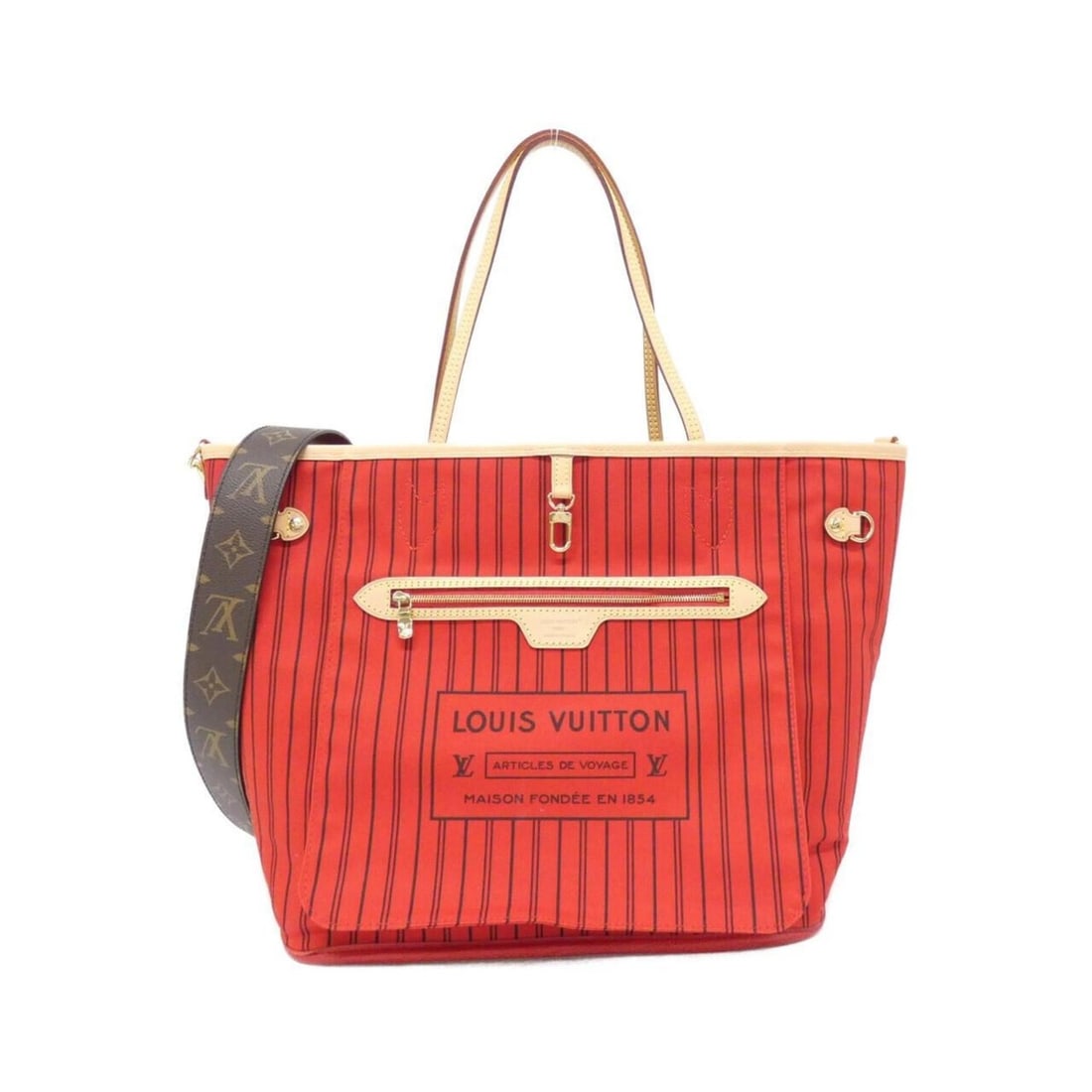 Louis Vuitton Monogram Neverfull Inside Out MM M12096 Handbag: --- Catalog ---Category: SizeSize (HxWxD): 28cm x 45cm x 14cm / 11.02'' x 17.71'' x 5.51''Category: DesignType: HandbagColor: Marron, Red colorGender: Men,WomenMaterial: Coated canvas Hardware Color: