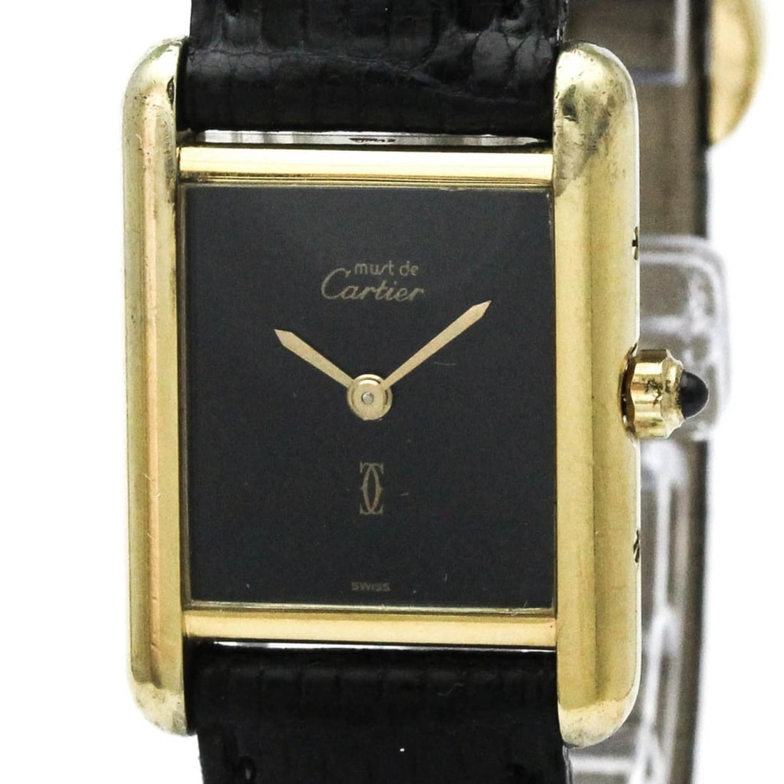 CARTIER Must Tank Gold Plated Leather Quartz Ladies Watch 366001: --- Catalog ---Category: SizeCase Diameter: 20mm / 0.79''Category: DesignType: WristwatchStyle: Dress/FormalGender: WomenColor (Dial): BlackMaterial (Band): LeatherMaterial (Case): Gold platedCategory