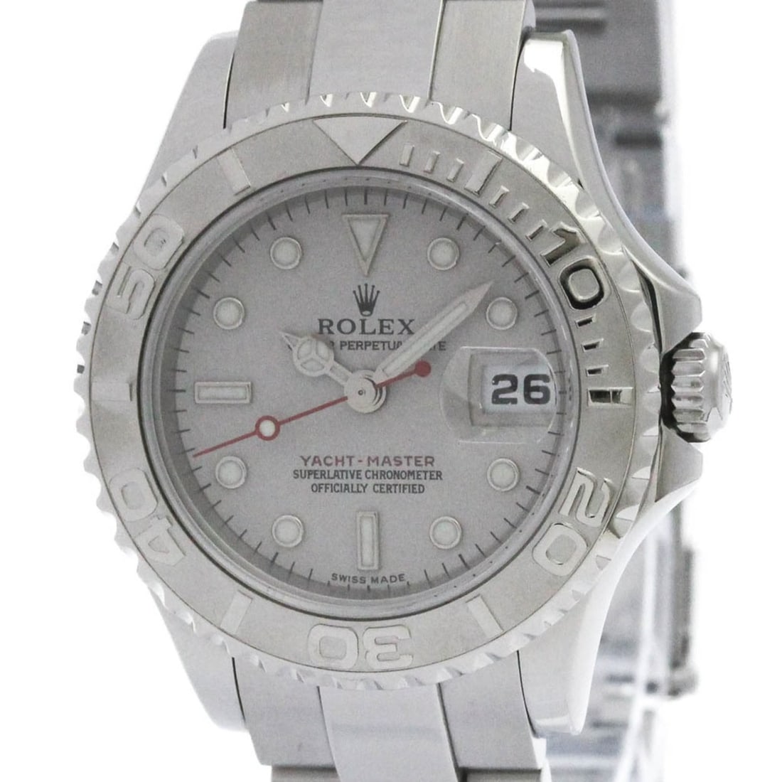 ROLEX Yacht-Master Platinum Steel Automatic Ladies Watch 169622 Polished: --- Catalog ---Category: SizeCase Diameter: 29mm / 1.14''Category: DesignType: WristwatchStyle: SportGender: WomenColor (Dial): SilverMaterial (Band): Stainless steelMaterial (Case): Platinum, Stainle