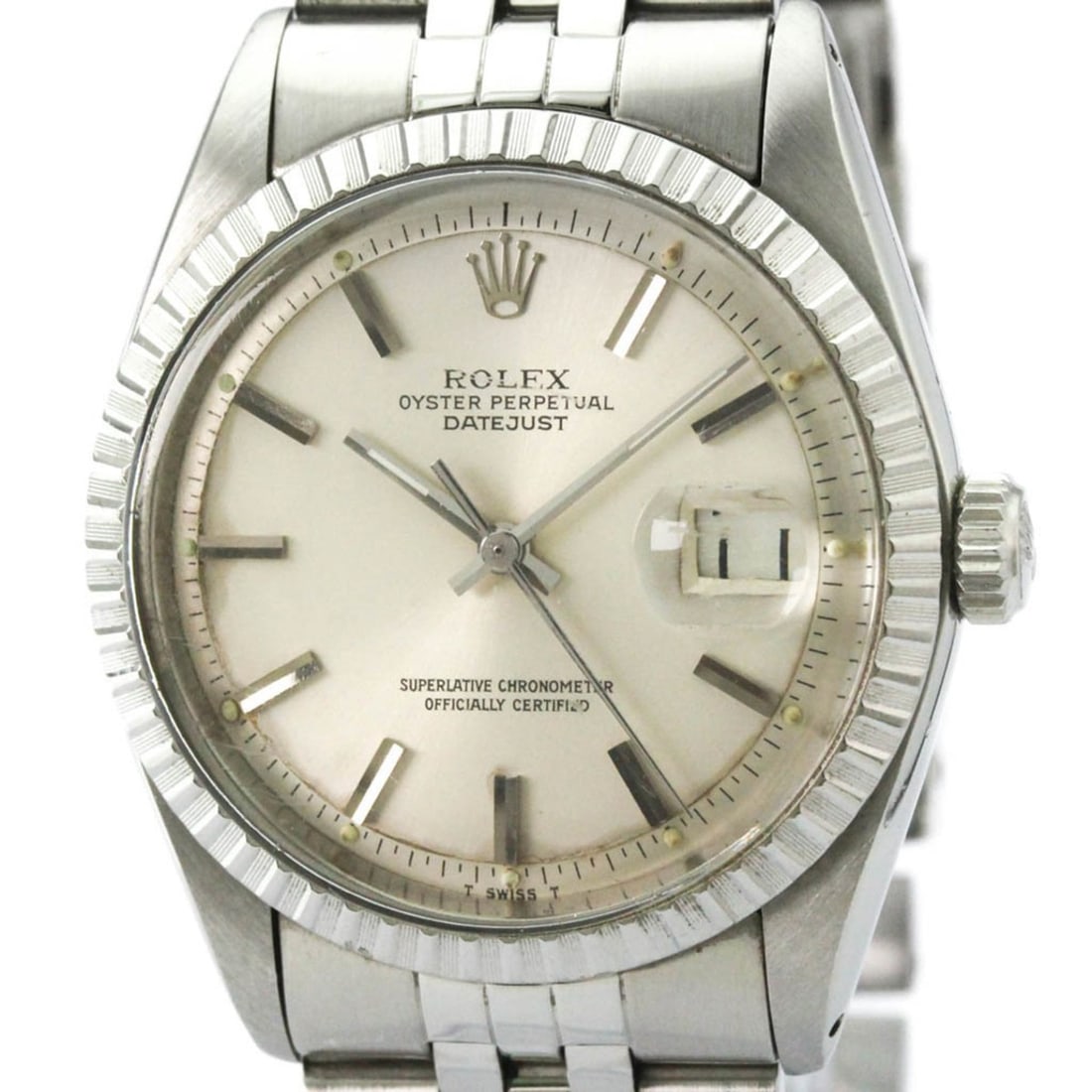 ROLEX Datejust 1603 Stainless Steel Automatic Mens Watch Vintage: --- Catalog ---Category: SizeCase Diameter: 36mm / 1.42''Category: DesignType: WristwatchStyle: Dress/FormalGender: MenColor (Dial): SilverMaterial (Band): Stainless steelMaterial (Case): Stainless