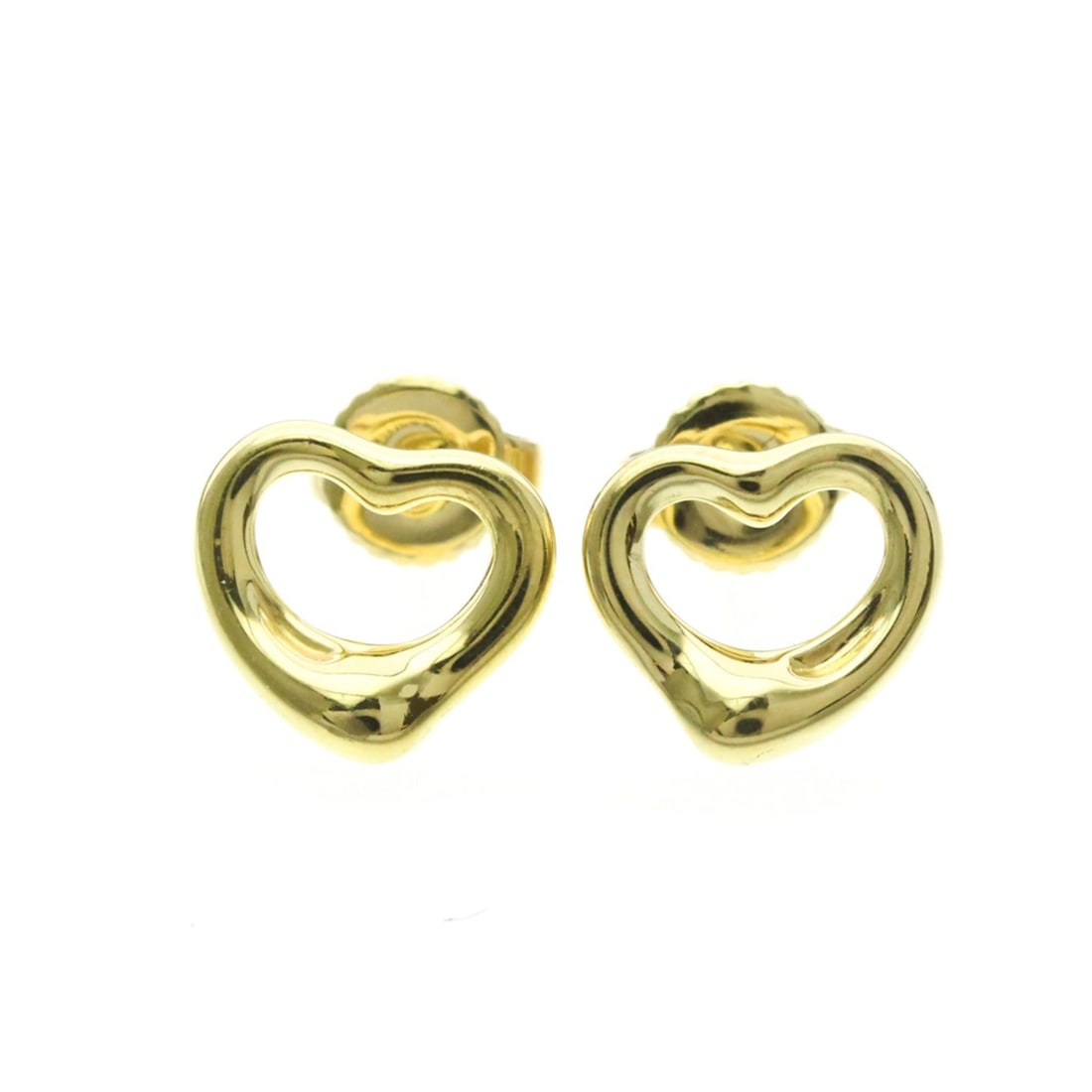 Tiffany Open Heart No Stone Yellow Gold (18K) Stud Earrings Gold: --- Catalog ---Category: SizeWeight: 2.8g / 0.09oz.Size (HxWxD): 10.50mm x 10.50mm / 0.41'' x 0.41''Category: DesignType: Stud earringsColor: GoldMetal: GoldStone: No StoneStyle: FashionGender: