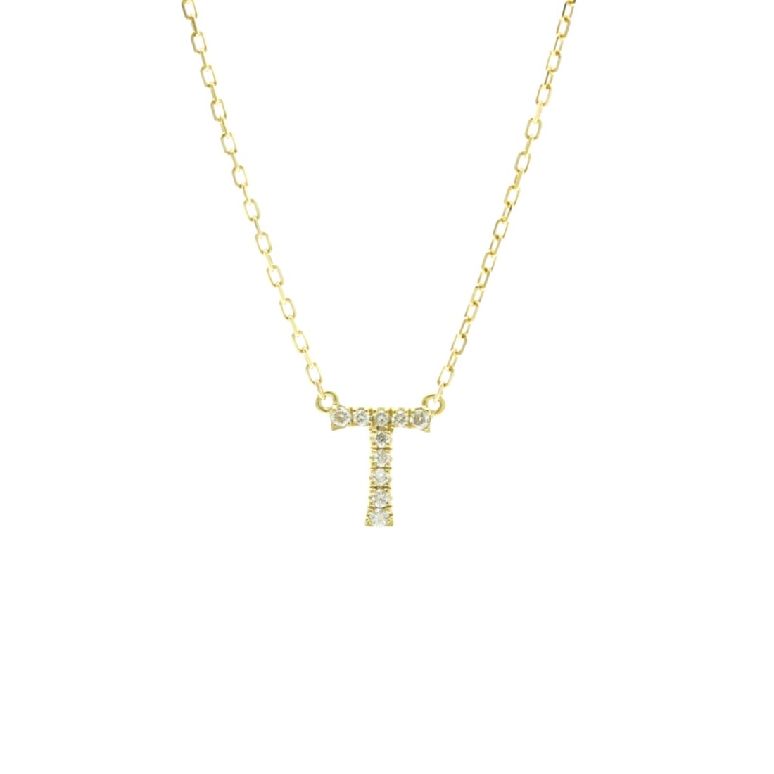 AHKAH Initial "T" Diamond Necklace Yellow Gold (18K) Diamond Men,Women Fashion Pendant Necklace: --- Catalog ---Category: SizeWeight: 1.4g / 0.04oz.Pendant Size: 6.6mm x 5.5mm / 0.25'' x 0.21''Neck Circumference: 38 cm - 40 cm / 14.96'' - 15.74''Category: DesignColor: GoldMetal: GoldStone: