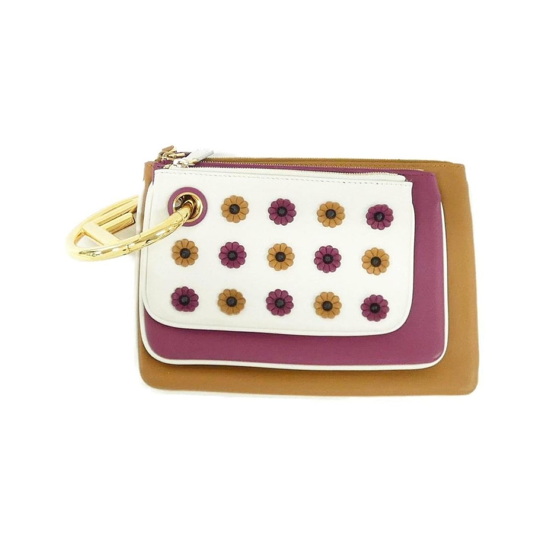 Fendi Triplet 8BS001 A1FS Handbag: --- Catalog ---Category: SizeSize (HxWxD): 16cm x 23cm x 1cm / 6.29'' x 9.05'' x 0.39''Category: DesignType: HandbagColor: Bordeaux, BrownGender: WomenMaterial: Leather Hardware Color: GoldCategory: