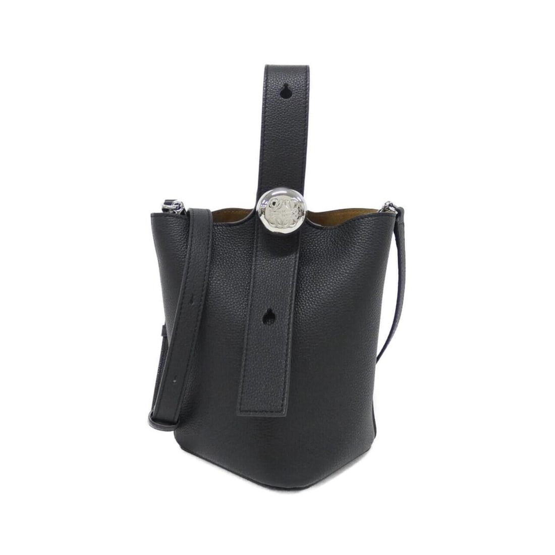 Loewe Pebble Bucket Mini AANBBBMX02 Handbag: --- Catalog ---Category: SizeSize (HxWxD): 19cm x 16cm x 16cm / 7.48'' x 6.29'' x 6.29''Category: DesignType: HandbagColor: BlackGender: WomenMaterial: Leather Leather/Fur Type: CalfskinCategory: Gene