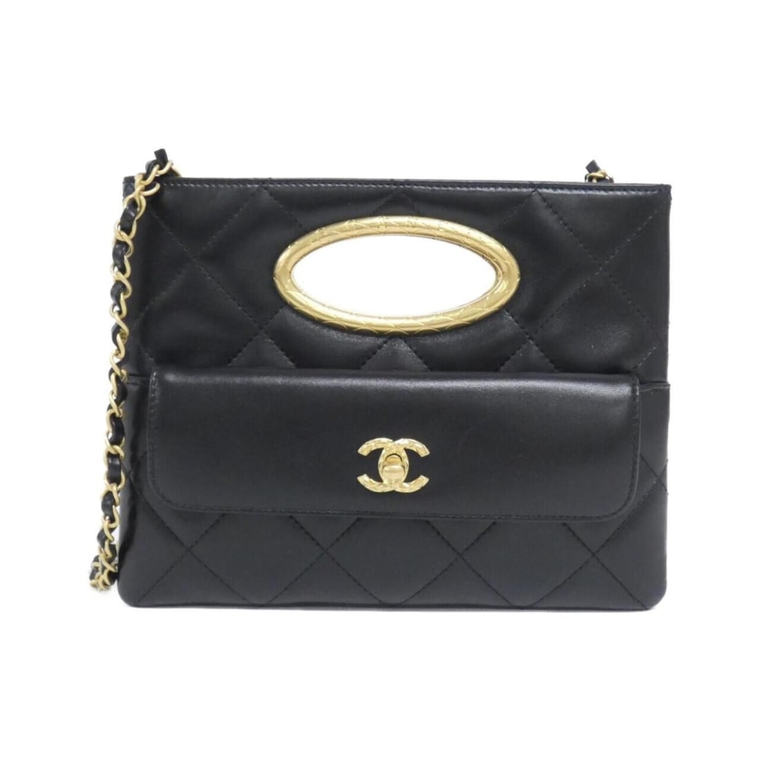 Chanel AS5038 handbag: --- Catalog ---Category: SizeWeight: 530g / 1.16lb.Size (HxWxD): 18.5cm x 24cm x 2cm / 7.28'' x 9.44'' x 0.78''Strap Length: 102cm / 40.15''Category: DesignType: HandbagColor: BlackGender:
