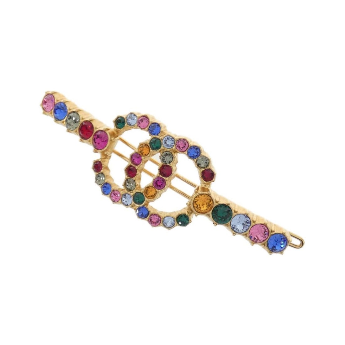 Chanel AB5237 Barrette: --- Catalog ---Category: SizeSize (LxW): 2.29cm x 7.5cm / 0.9'' x 2.95''Category: DesignType: BarretteColor: Gold, Multi-colorGender: WomenCategory: GeneralMPN: AB5237Brand: Chanel--- Item List