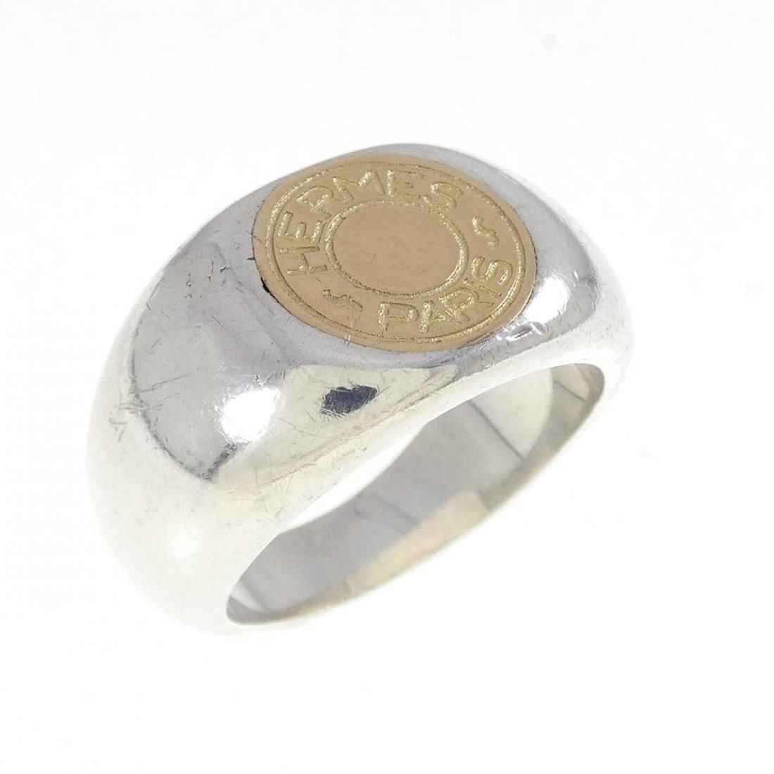 Hermes Hermès Clou de Selle Ring: --- Catalog ---Category: SizeWidth: 11.6mm / 0.46''Weight: 11.1g / 0.39oz.JP Size: 11US Size: 6Category: DesignType: Band ringGender: WomenCategory: GeneralBrand: Hermes--- Item List ---Section: