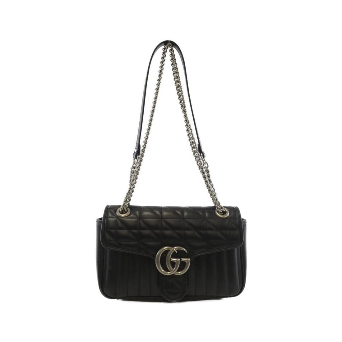 Gucci GG Marmont 443497 UM8AN Shoulder Bag: --- Catalog ---Category: SizeSize (HxWxD): 15cm x 26cm x 7cm / 5.9'' x 10.23'' x 2.75''Category: DesignType: Shoulder bagColor: BlackGender: WomenMaterial: Leather Hardware Color: SilverCategory: