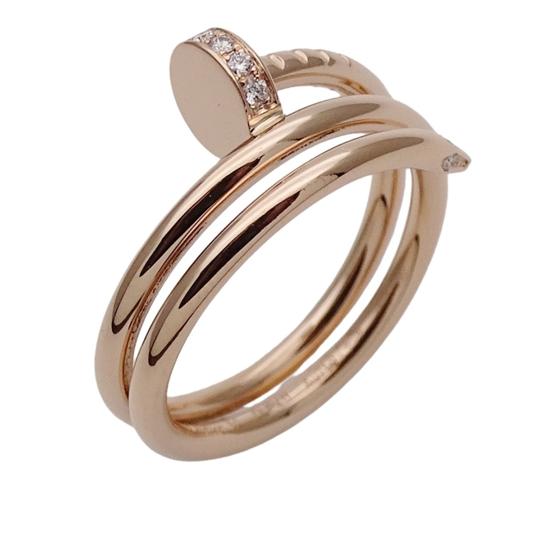 Cartier ring for men and women, 750PG, diamond, Juste un Clou, double, pink gold, size #50,: --- Catalog ---Category: SizeJP Size: 10US Size: 5.5Category: DesignType: Band ringColor: Pink goldGender: WomenMaterial: Pink gold (18K)Category: GeneralBrand: Cartier--- Item List ---Section: Condit