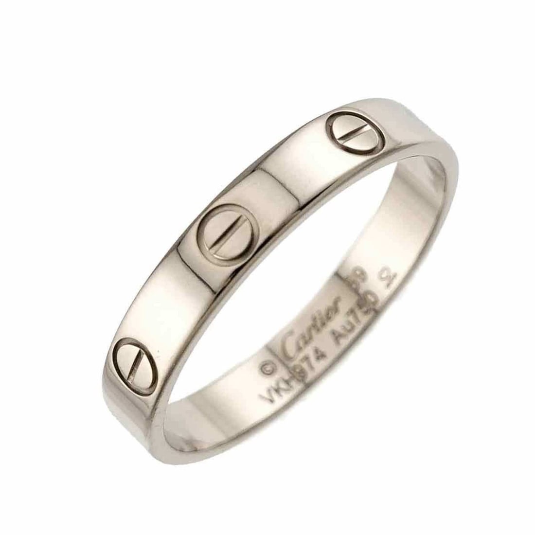 Cartier Mini Love #59 Ring in 18K White Gold (750): --- Catalog ---Category: SizeJP Size: 19US Size: 9.5Category: DesignType: Band ringColor: White goldGender: Women,MenMaterial: White gold (18K)Category: GeneralBrand: Cartier--- Item List ---Section: