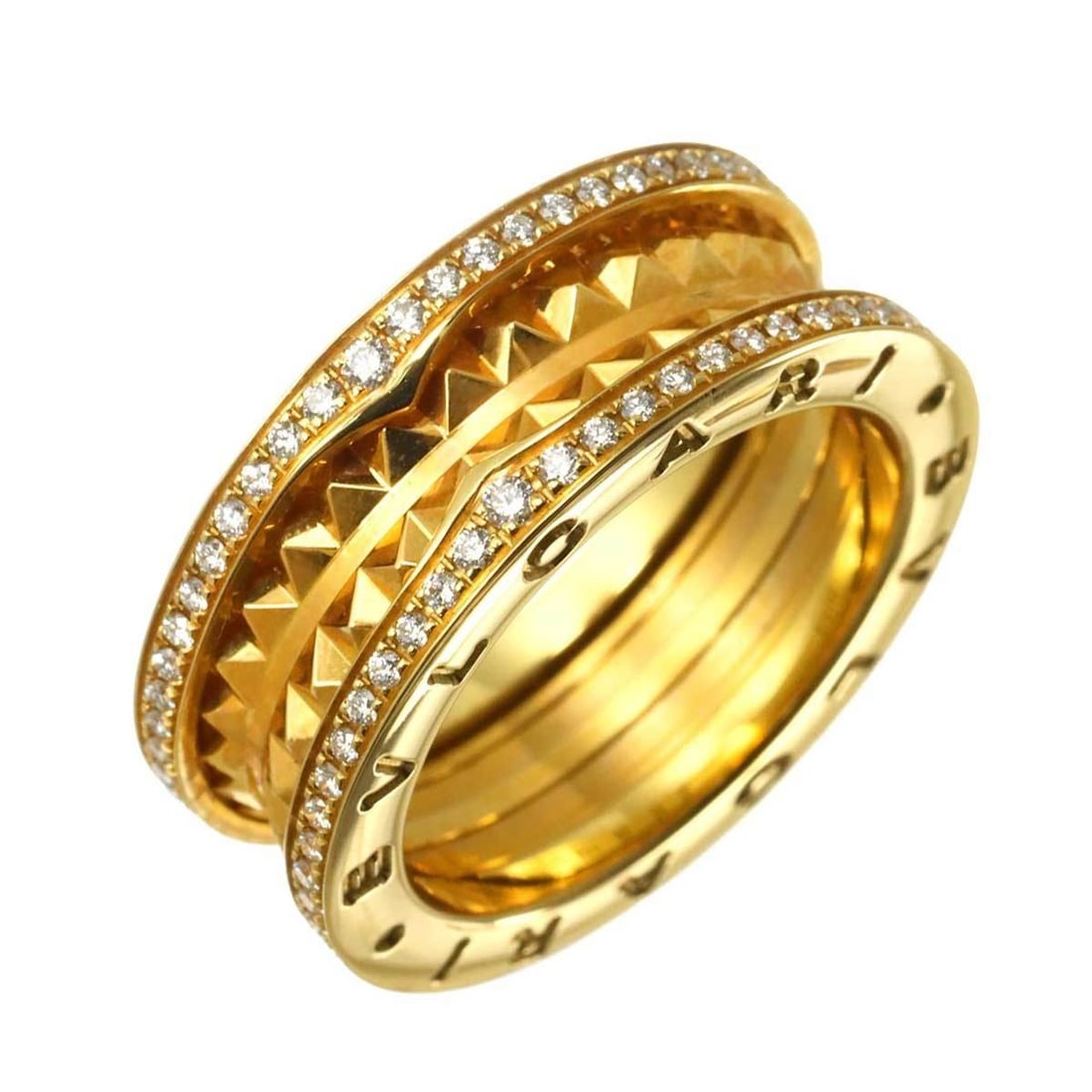 BVLGARI B-zero1 Rock 2-Band #55 Ring with Pavé Diamonds and 18K Yellow Gold 750 (1 of 11)