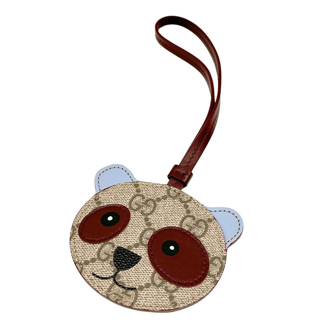 Gucci GG emblem panda-shaped bag charm for men and women, made of Supreme canvas in beige red, item: --- Catalog ---Category: SizeSize (HxWxD): 240.00mm x 80.00mm / 9.45'' x 3.15''Category: DesignType: Handbag charmColor: Beige, Red colorGender: Men,WomenMaterial: GG SupremeCategory: GeneralMPN: 8218