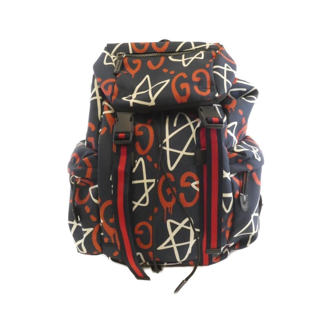 Gucci 429037 K4U1X Backpack: --- Catalog ---Category: SizeSize (HxWxD): 45cm x 32cm x 14cm / 17.71'' x 12.59'' x 5.51''Category: DesignType: BackpackColor: Navy, Red color, WhiteGender: WomenMaterial: Canvas Hardware Color: