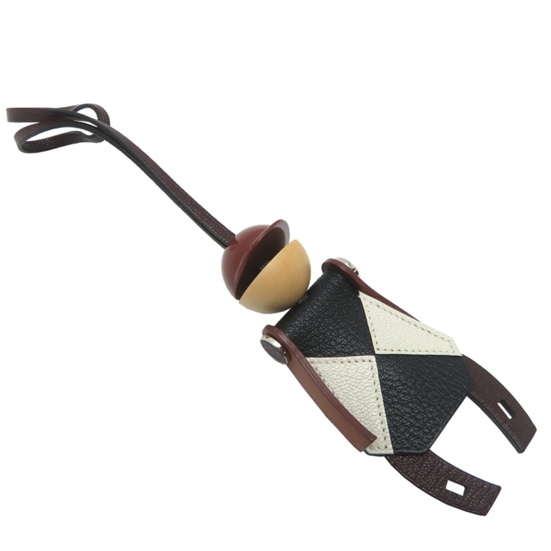 Hermes Hermès Jockey B-stamped 2023 Women's/Men's Charm Chevre Rouge Cellier x Noir Mushroom Fauve (1 of 10)