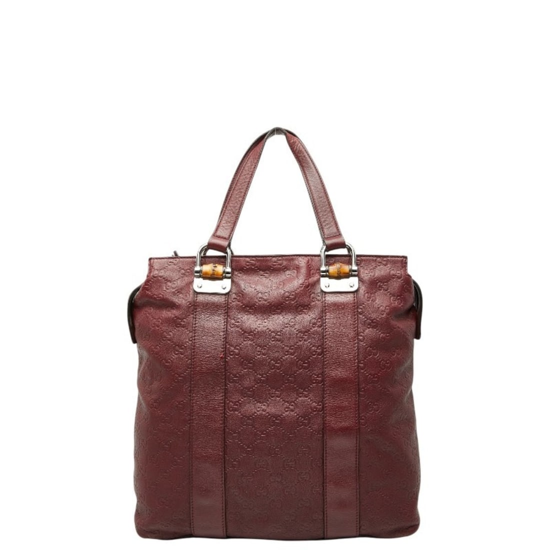 Gucci Guccissima Bamboo Tote Bag 355773 Wine Red Bordeaux Leather Women's GUCCI: --- Catalog ---Category: SizeSize (HxWxD): 33cm x 30cm x 13cm / 12.99'' x 11.81'' x 5.11''Category: DesignType: Tote bagColor: Bordeaux, Red color, WineGender: WomenMaterial: Leather Category: