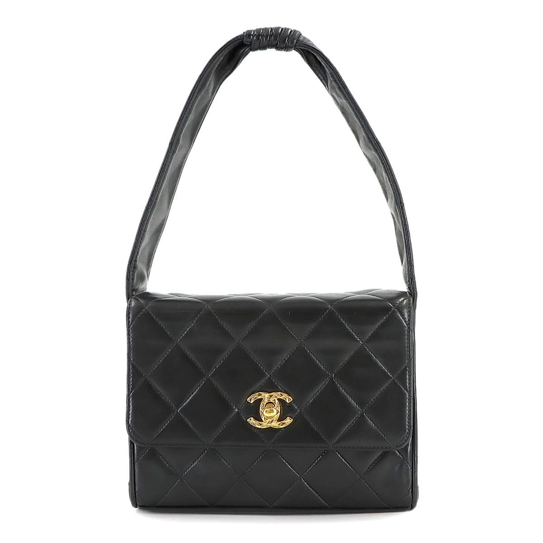 Chanel Matelasse Handbag, Lambskin, Black, Gold Hardware: --- Catalog ---Category: SizeWeight: 355g / 12.52oz.Size (HxWxD): 14cm x 18.5cm x 6.5cm / 5.51'' x 7.28'' x 2.55''Handle Length: 43cm / 16.92''Category: DesignType: HandbagColor: BlackGender: WomenSea